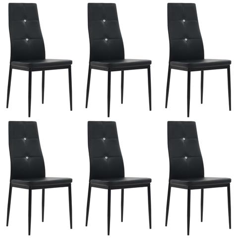 Lusso Casadino - Sedie Da Pranzo 6 Pz Nere In Similpelle - Foto 2