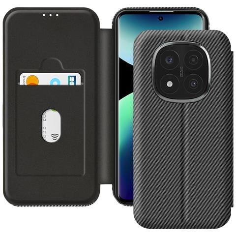 Custodia Effetto Carbonio Per Redmi Note 14 Pro Con Portacarte - Foto 1