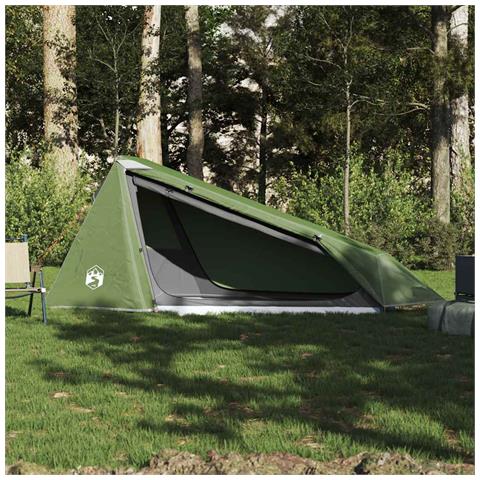 Tenda da Campeggio a Tunnel per 1 Persona Verde Impermeabile - Foto 2