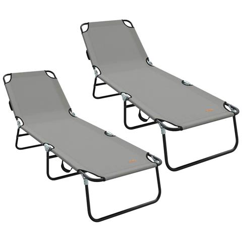 Lettino Prendisole 2 pcs Portatile Grigio in Tessuto Oxford 600D - Foto 1