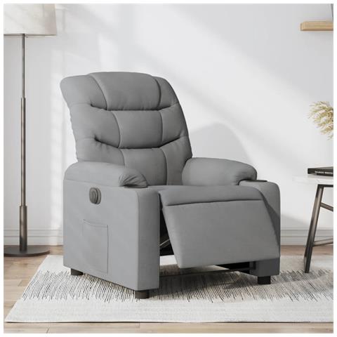 Poltrona Elettrica Reclinabile Grigio Chiaro in Tessuto - Foto 2