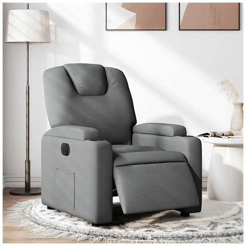 Poltrona Elettrica Reclinabile Grigio Scuro in Tessuto - Foto 2