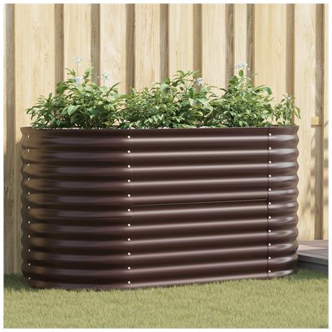 Letto da Giardino Rialzato Marrone 160x80x81 cm in Acciaio Zincato - Foto 2