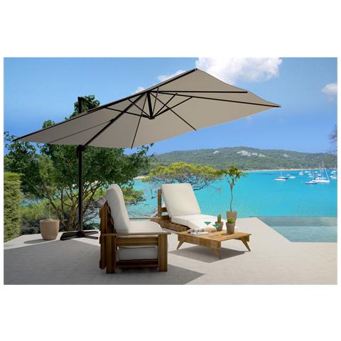 Cesare Set Ombrellone 3x4 M Con Braccio Laterale Rotante Grigio + Copertura - Foto 2