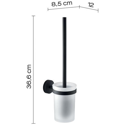 Scopino Wc Con Ciuffo In Setole Da Muro In Acciaio Inox E Cromall 2333-03 Serie Eros Nero Matt - Foto 2