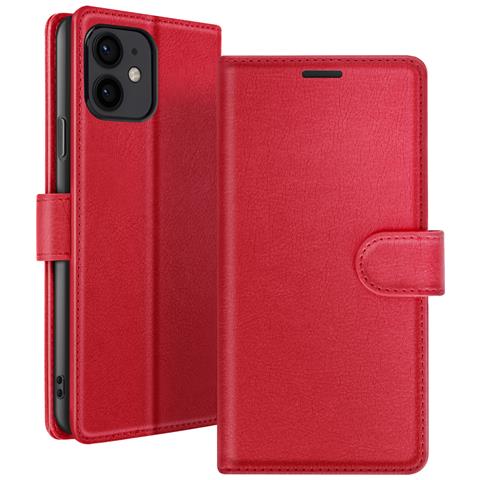 Custodia A Portafoglio Per Iphone 12 Mini Funzione Supporto E Linguetta Magnetica, Rosso - Foto 1