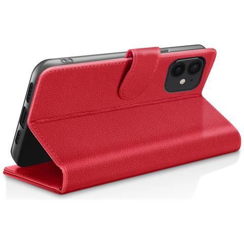 Custodia A Portafoglio Per Iphone 12 Mini Funzione Supporto E Linguetta Magnetica, Rosso - Foto 5