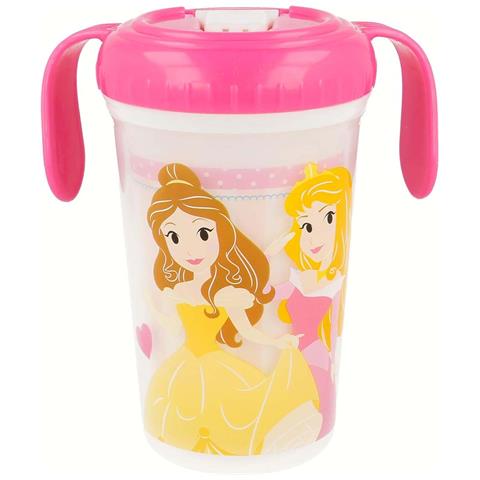 Tazza Da 320 Ml Decorazione Principesse Fatate Per Bambini Con Punta E Maniglie, Rosa - Foto 1
