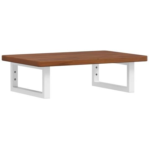 Ripiano a Parete per Lavabo in Acciaio e Massello di Rovere - Foto 1