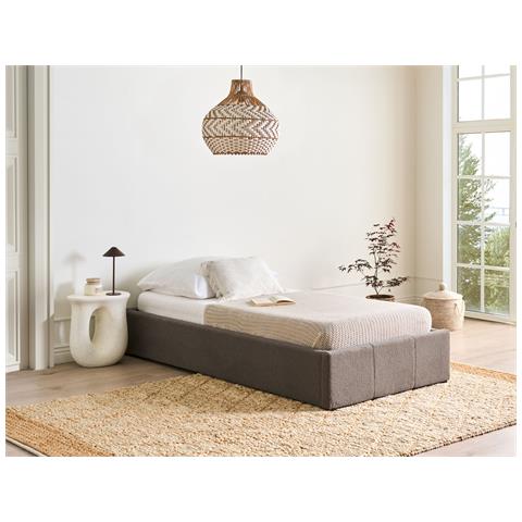 Letto Con Ottomano Senza Testata Bouclé Dinan 90 X 200 Cm Tortora - Foto 1