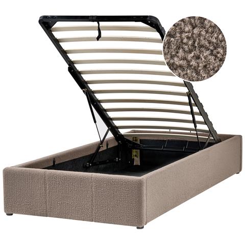 Letto Con Ottomano Senza Testata Bouclé Dinan 90 X 200 Cm Tortora - Foto 2