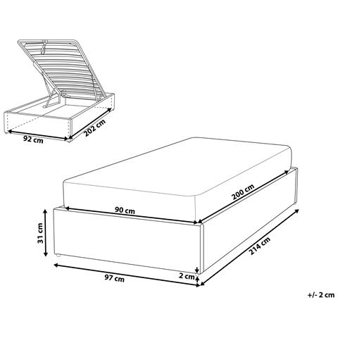 Letto Con Ottomano Senza Testata Bouclé Dinan 90 X 200 Cm Tortora - Foto 7