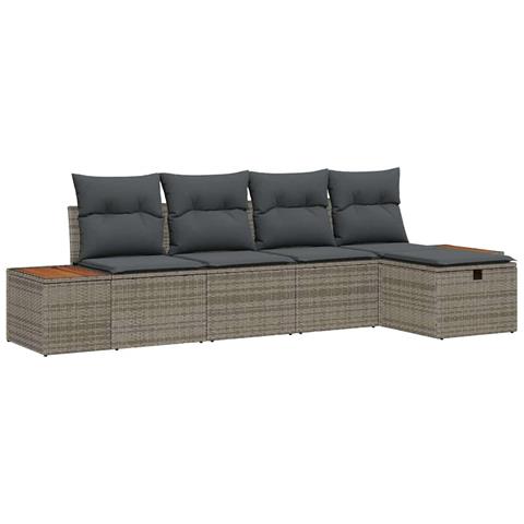 Set Divano da Giardino 5 pcs Grigio 55 x 62 x 69 cm Poly Rattan - Foto 1