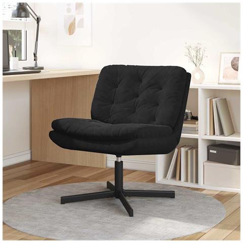 Poltrona Relax con Base Girevole Nero 63 x 75 x 76 cm Velluto - Foto 2