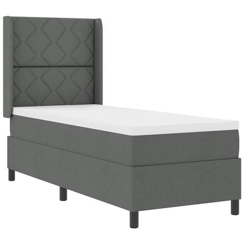 Letto a molle con materasso Grigio scuro 80 x 200 cm Tessuto - Foto 1
