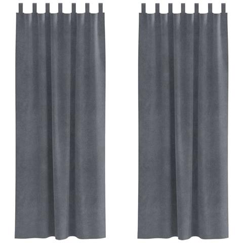 Tende con tende 2 pcs Grigio chiaro 140 x 245 cm Velluto - Foto 1