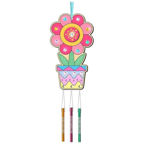 Kit Campanelle Eoliche Fai Da Te - Fiore 12pz + Diamante Rotondo, Artigianato In Legno Dipingibile Per Bambini E Adulti - Foto 2