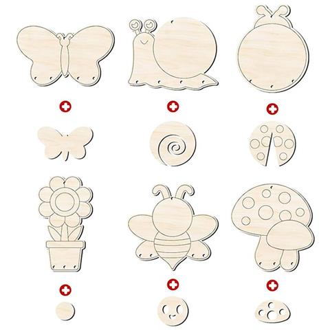Kit Campanelle Eoliche Fai Da Te - Fiore 12pz + Diamante Rotondo, Artigianato In Legno Dipingibile Per Bambini E Adulti - Foto 3