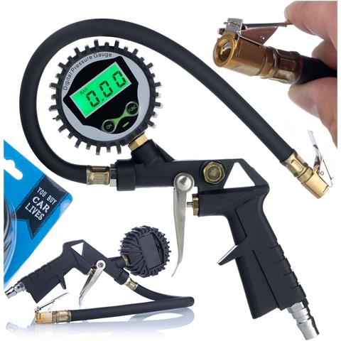 Pistola Pneumatica Professionale Con Manometro Lcd - Pressione 0-255 Psi | Alluminio, Acciaio Inox, Ottone | Per Officine E Gommisti - Foto 1