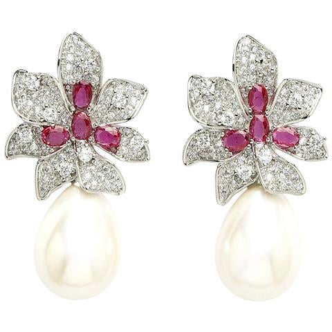 Orecchini Pendenti Floreali con Zirconi Collezione Diva - Foto 5