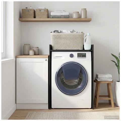 Mobiletto per lavatrice Rovere Nero 67,5 x 48 x 97 cm - Foto 2
