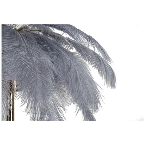 Lampada Da Tavolo Palm Grigia In Metallo Dorato Con Piume Di Struzzo - Foto 2