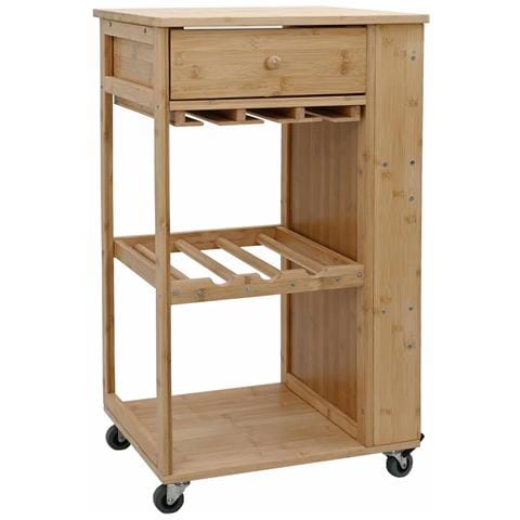 Carrello da Cucina con Ruote Naturale 47,5 x 36 x 83 cm Bambù - Foto 1