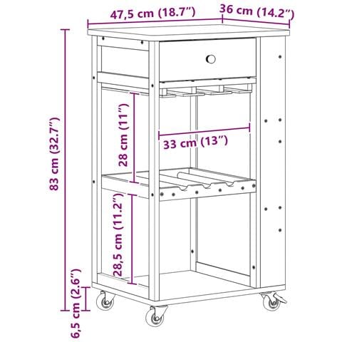Carrello da Cucina con Ruote Naturale 47,5 x 36 x 83 cm Bambù - Foto 9
