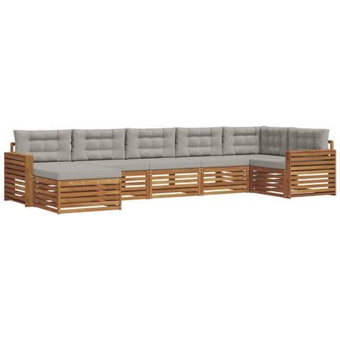 Set divani con cuscino 7 pcs Grigio Naturale e Chiaro - Foto 1