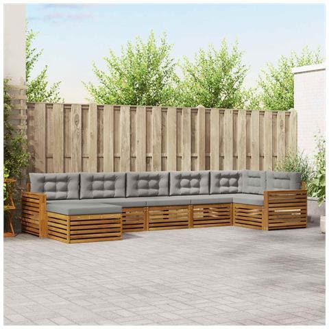 Set divani con cuscino 7 pcs Grigio Naturale e Chiaro - Foto 2