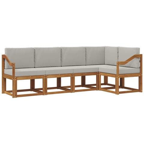 Set di divani con cuscino 5 pcs Grigio Naturale e Chiaro - Foto 1