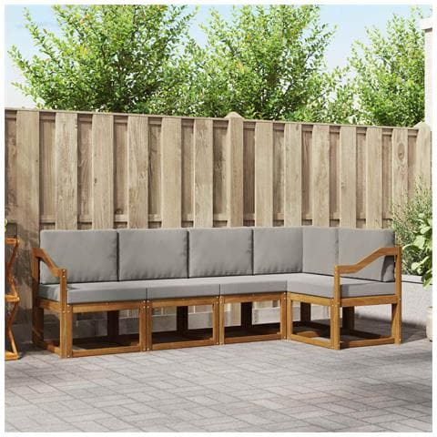 Set di divani con cuscino 5 pcs Grigio Naturale e Chiaro - Foto 2