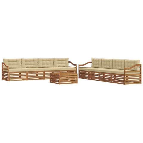 Set di divani da esterno con cuscino 9 pcs Naturale e Beige - Foto 1