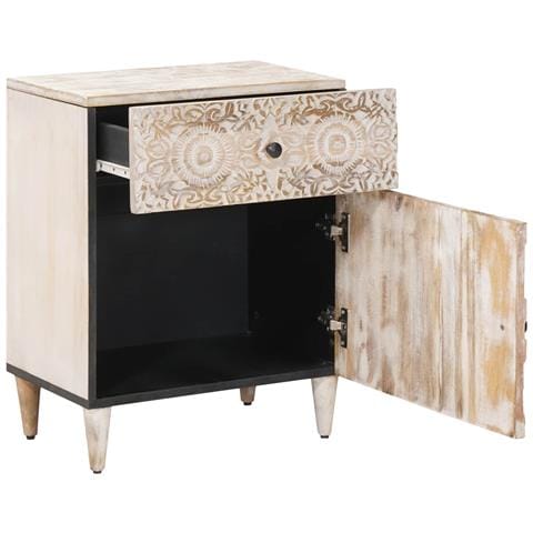 Mobiletto da Letto con cassetto Bianco 50 x 33 x 60 cm - Foto 2