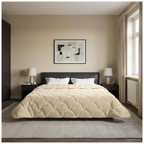 Duvet Invernale Crema 240 x 260 cm Microfibra e Fleece Teddy - Foto 2