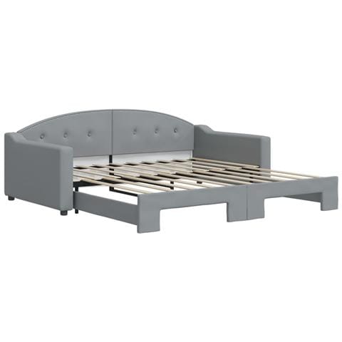 Divano Letto con Letto Estraibile Grigio Chiaro 100x190 Tessuto - Foto 1