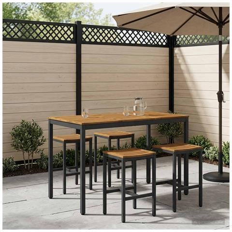 Tavolo Bar da Giardino Naturale e Nero 141 x 80,5 x 105 cm - Foto 2