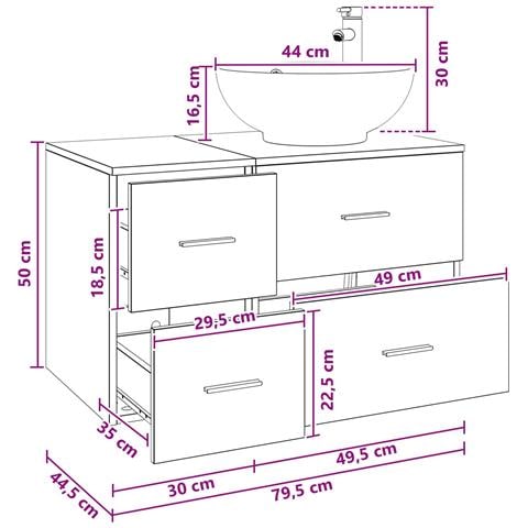 Set di mobili per il bagno 2 pz Sonoma grigio - Foto 2