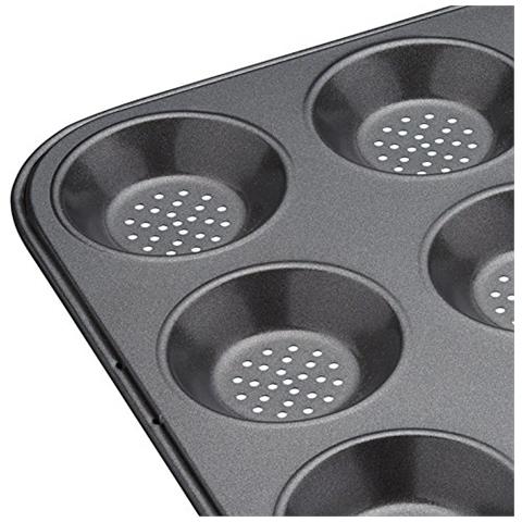 Kitchen Craft - Teglia Con 12 Stampi Per Cucinare In Forno, Fondo Antiaderente, Sistema Di Areazione Per Prodotti Croccanti, Colore: Grigio - Foto 2