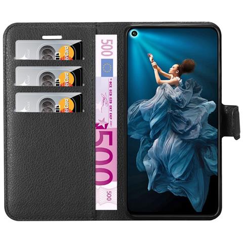 Custodia Compatibile Con Huawei Nova 5t In Nero Carbone - Coperchio Protettiva Con Chiusura Magnetica, Funzione Stand E Tasca Per Le Carte - Foto 2