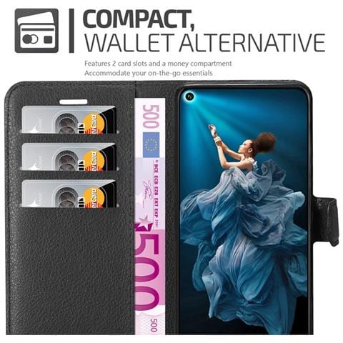 Custodia Compatibile Con Huawei Nova 5t In Nero Carbone - Coperchio Protettiva Con Chiusura Magnetica, Funzione Stand E Tasca Per Le Carte - Foto 5