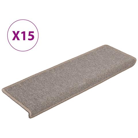 Tappetini per Scale 15 pz 65x21x4 cm Marrone Chiaro - Foto 1