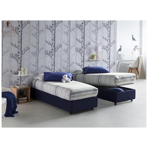 TALAMO ITALIA Letto contenitore Singolo Silvia Sommier Made in Italy Letto con rivestimento in tessuto Apertura frontale adatto per materasso cm 90x190 Blu TH10726 TALAMO ITALIA Letto contenitore Singolo Silvia Sommier Made in Italy Letto con rivestimento in tessuto Apertura frontale adatto per materasso cm 90x190 Blu TH10726