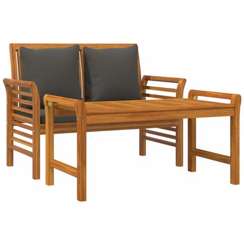 Set Divani Giardino 2pz Con Cuscini Grigio Scuro Legno Massello - Foto 2