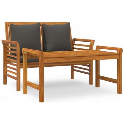 Set Divani Giardino 2pz Con Cuscini Grigio Scuro Legno Massello - Foto 1