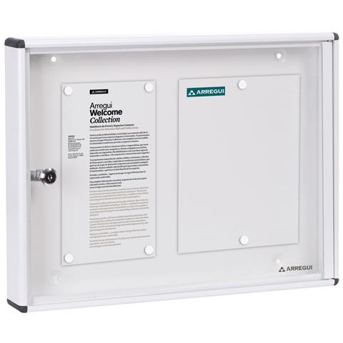 Pan41 Bacheca Magnetica Con Anta Battente Per Interni In Alluminio, Con Serratura E Chiave, 35 X 48 X 5 Cm, Contiene 2 Fogli A4 Bianco - Foto 1