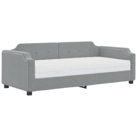 Divano Letto Con Materasso Grigio Chiaro 90x200 Cm In Tessuto - Foto 1