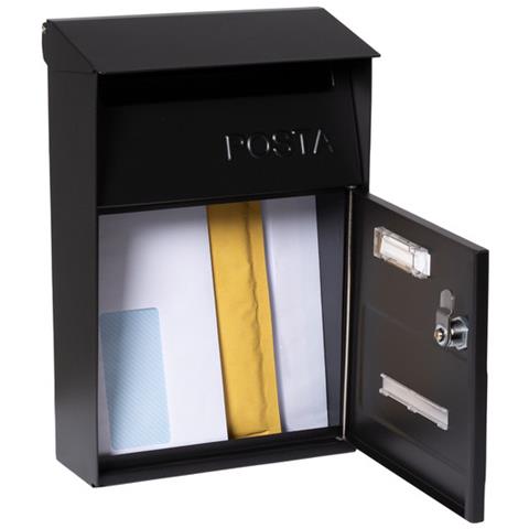 Up D-2006/n Cassetta Postale Individuale In Acciaio, Cassetta Della Posta Da Parete, Dimensione S (din A5), Con Finestra, Nero - Foto 3