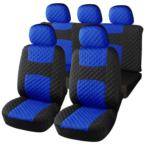 A20 Coprisedili Per Auto Universali, Tessuto Poliestere Trapuntato, Set Fodere Protezione Sedili Anteriori E Posteriori, Con Zip, Blu /nero - Foto 1