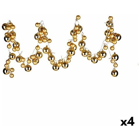 Ghirlanda Di Natale Palle Di Natale Luce Led 2,36 M Dorato Pvc (4 Unità) - Foto 1